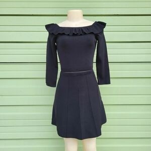 ZARA BLACK OFF THE SHOULDER DRESS MINI 3/4 SLEEVE SIZE M